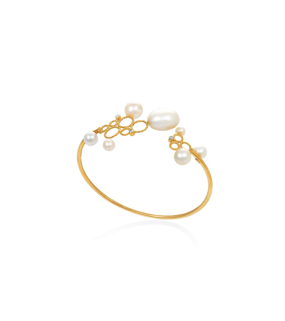 Wrist band with diamonds and pearls by Christina Soubli